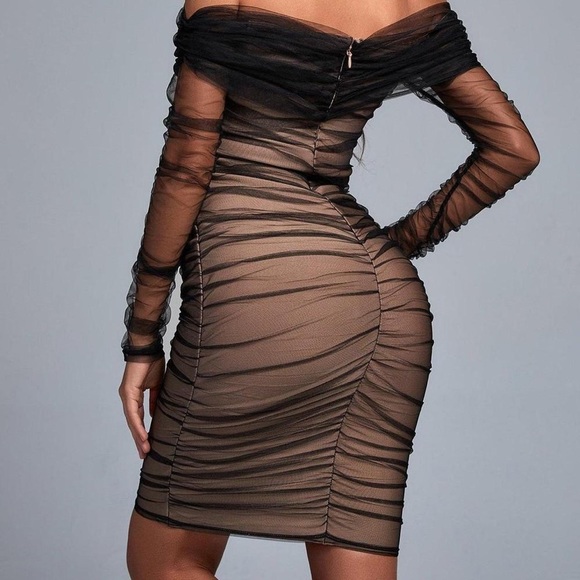 Bella Barnett party ruched black beige

Ruched Mesh Bandage Midi Dress - Black - Picture 2 of 8